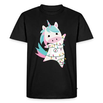 Licorne magique de Noël guirlandes de Noël rose doux - T-shirt Premium bio Homme - noir - Devant - Nico (187cm)
