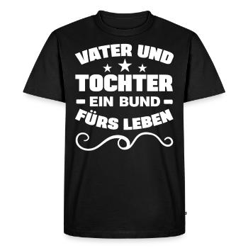 Vater und Tochter Sprüche - Männer Premium Bio T-Shirt - Schwarz - Vorne - Nico (187cm)