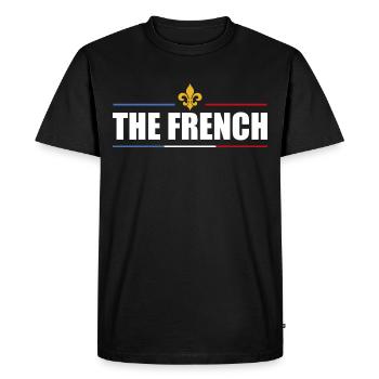 The french | fleur de Lys | bleu blanc rouge - T-shirt Premium bio Homme - noir - Devant - Nico (187cm)