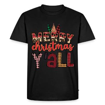 Merry Christmas Y'ALL - Men's Premium Organic T-Shirt - black - Front - Nico (187cm)