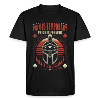 La douleur est temporaire... L’orgueil est éternel - T-shirt Premium bio Homme - noir - Devant - Nico (187cm)