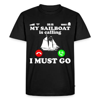 Sailboat Sailing - Calls To I can go saying - Men's Premium Organic T-Shirt - black - Front - Nico (187cm)
