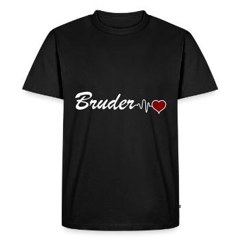 Idée cadeau frère coeur battement de coeur frère - T-shirt Premium bio Homme - noir - Devant - Nico (187cm)