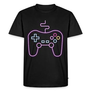 Neon Gamepad Gamer - Men's Premium Organic T-Shirt - black - Front - Nico (187cm)