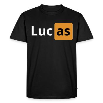Cadeau pour Lucas | logo porno | cadeau beauf - T-shirt Premium bio Homme - noir - Devant - Nico (187cm)