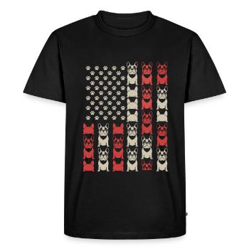 French Bulldogs Flag Dog Paws Pattern - Men's Premium Organic T-Shirt - black - Front - Nico (187cm)