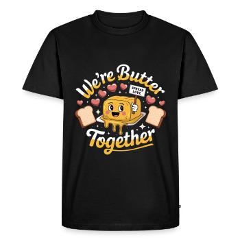 Nous sommes beurre ensemble amour coeur sourire pain - T-shirt Premium bio Homme - noir - Devant - Nico (187cm)