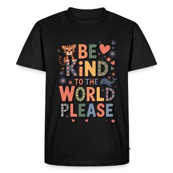 Be kind to the world please with tiger and whale - Men's Premium Organic T-Shirt - black - Front - Nico (187cm)