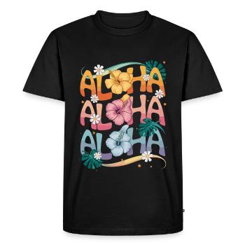 Aloha Fleurs tropicales Splendeur de couleur - T-shirt Premium bio Homme - noir - Devant - Nico (187cm)