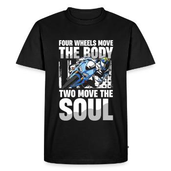 Quatre roues déplacent le corps, deux roues déplacent le - T-shirt Premium bio Homme - noir - Devant - Nico (187cm)