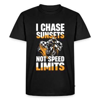 Je ne cours pas après les couchers de soleil - T-shirt Premium bio Homme - noir - Devant - Nico (187cm)