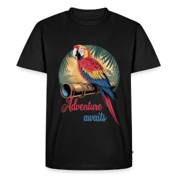 L’aventure du perroquet attend la jungle du télescope - T-shirt Premium bio Homme - noir - Devant - Nico (187cm)