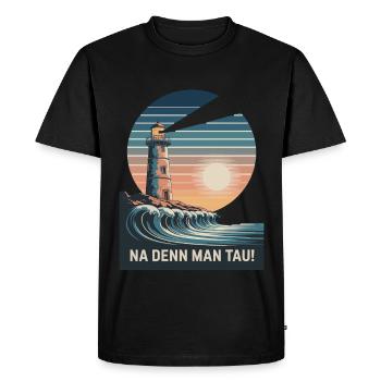 Na denn man tau - phare et vague dans le - T-shirt Premium bio Homme - noir - Devant - Nico (187cm)