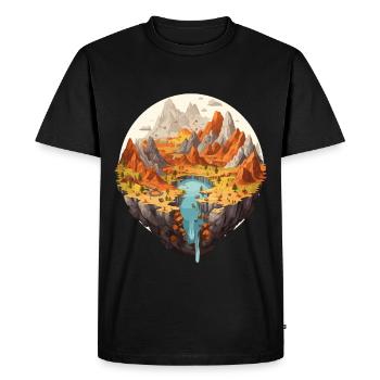 Paysage fascinant avec cascade et montagnes - T-shirt Premium bio Homme - noir - Devant - Nico (187cm)