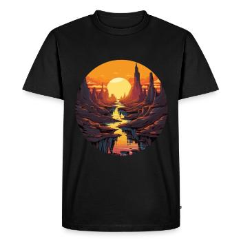 Coucher de soleil dans le canyon avec rivière et - T-shirt Premium bio Homme - noir - Devant - Nico (187cm)