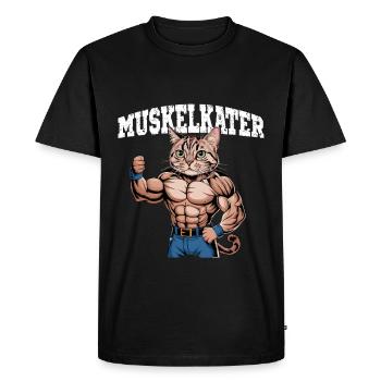Chat endolori Drôle Muscleman Fitness Humour - T-shirt Premium bio Homme - noir - Devant - Nico (187cm)