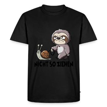 Pas si pull sloth avec humour d’escargot - T-shirt Premium bio Homme - noir - Devant - Nico (187cm)