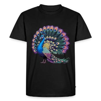 Paon exotique aux couleurs magnifiques - T-shirt Premium bio Homme - noir - Devant - Nico (187cm)