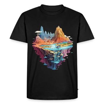 Mystical fantasy world island adventure landscape - Men's Premium Organic T-Shirt - black - Front - Nico (187cm)