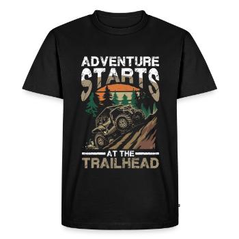 L’aventure commence au début du sentier hors route - T-shirt Premium bio Homme - noir - Devant - Nico (187cm)