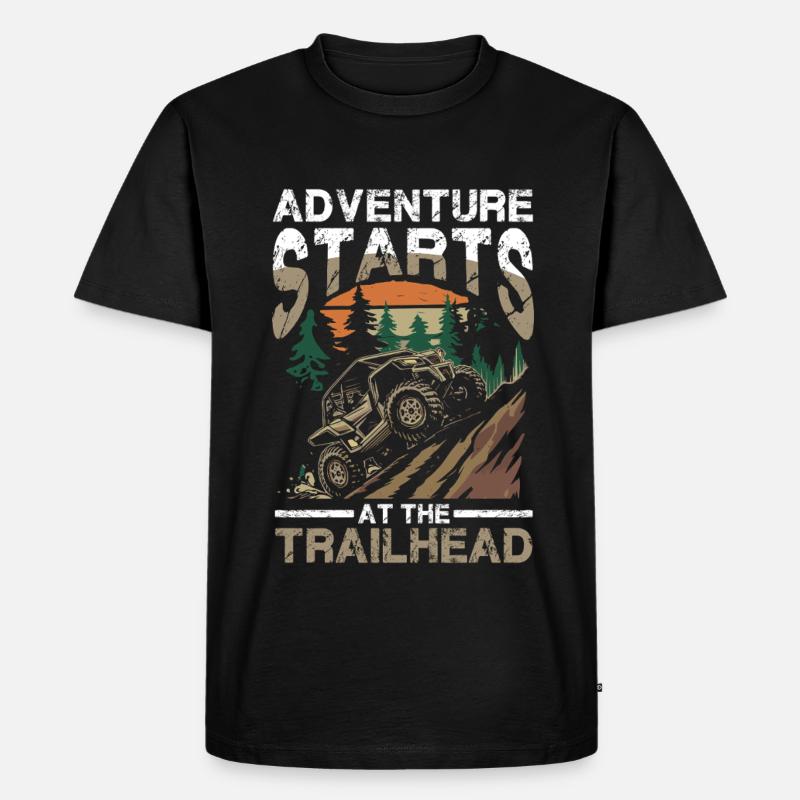 Abenteuer Beginnt Am Trailhead Offroad - Männer Premium Bio T-Shirt - Schwarz
