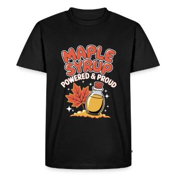Maple Syrup Lovers: Powered & Proud Design for - Men's Premium Organic T-Shirt - black - Front - Nico (187cm)