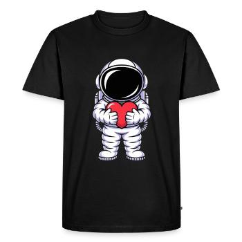 Astronaut With Heart Hug Love Universe - Men's Premium Organic T-Shirt - black - Front - Nico (187cm)