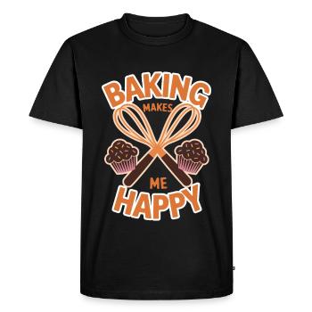 Baking makes me happy cake - Men's Premium Organic T-Shirt - black - Front - Nico (187cm)