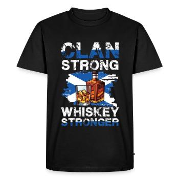 Clan Strong Whiskey Stronger Scotland Motif - Men's Premium Organic T-Shirt - black - Front - Nico (187cm)