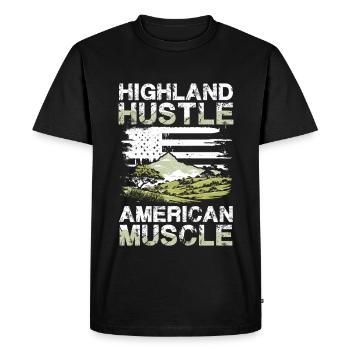 Highland Hustle American Muscle Mountains Adventure - T-shirt Premium bio Homme - noir - Devant - Nico (187cm)