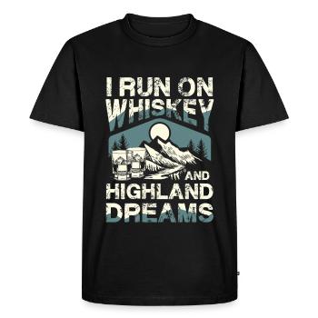 I live on whiskey and Highland dreams - Men's Premium Organic T-Shirt - black - Front - Nico (187cm)