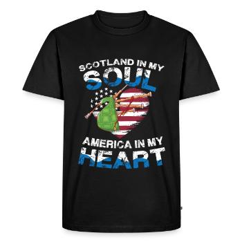 Scotland In My Soul America In My Soul - Men's Premium Organic T-Shirt - black - Front - Nico (187cm)