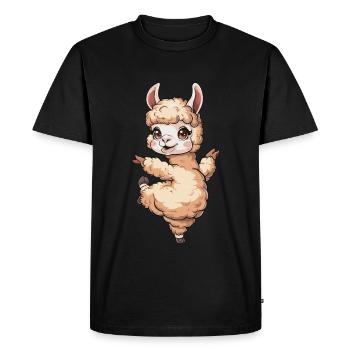 Motif de dessin animé de lama dansant heureux - T-shirt Premium bio Homme - noir - Devant - Nico (187cm)