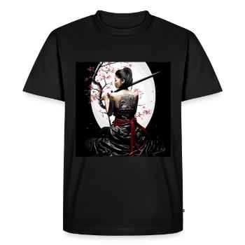 L’art des samouraïs martiaux avec des fleurs de cerisier et - T-shirt Premium bio Homme - noir - Devant - Nico (187cm)
