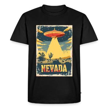 OVNI au-dessus du paysage désertique du Nevada Art rétro - T-shirt Premium bio Homme - noir - Devant - Nico (187cm)