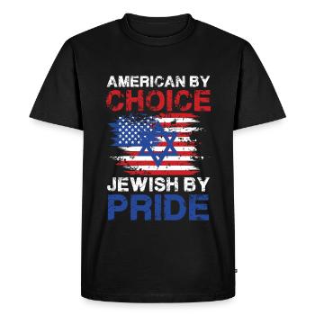 Américain Par choix Juif Par Fierté Drapeau Design - T-shirt Premium bio Homme - noir - Devant - Nico (187cm)