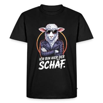 Cool sheep with sunglasses and leather jacket - Men's Premium Organic T-Shirt - black - Front - Nico (187cm)