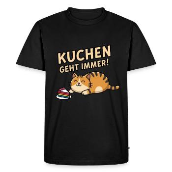 Le gâteau va toujours à l’amour des chats - T-shirt Premium bio Homme - noir - Devant - Nico (187cm)