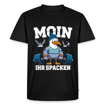Moin Your Spacken Seagull Dumbbell Cartoon - T-shirt Premium bio Homme - noir - Devant - Nico (187cm)