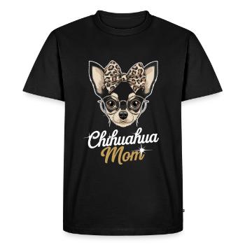 Chihuahua Maman Illustration Drôle Avec Des Lunettes Et - T-shirt Premium bio Homme - noir - Devant - Nico (187cm)