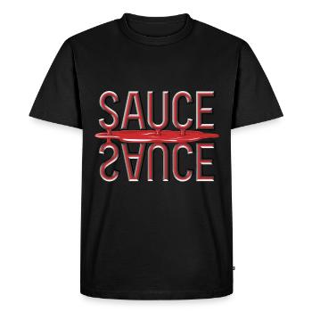 sauce image miroir lettrage art - T-shirt Premium bio Homme - noir - Devant - Nico (187cm)