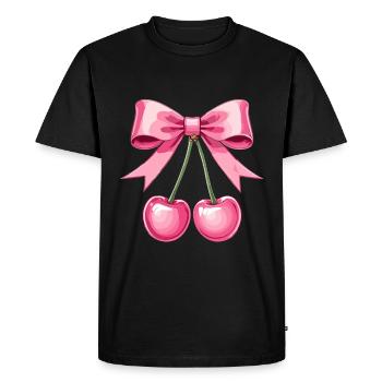 Cerises avec un nœud rose : un style sucré pour votre - T-shirt Premium bio Homme - noir - Devant - Nico (187cm)