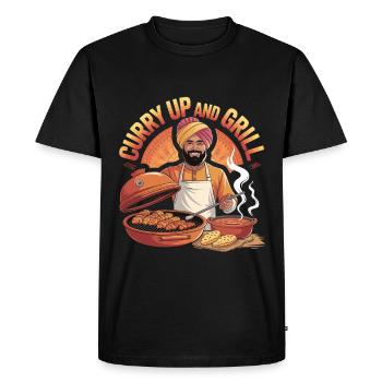 Curry Up and Grill BBQ India Cooking - Men's Premium Organic T-Shirt - black - Front - Nico (187cm)