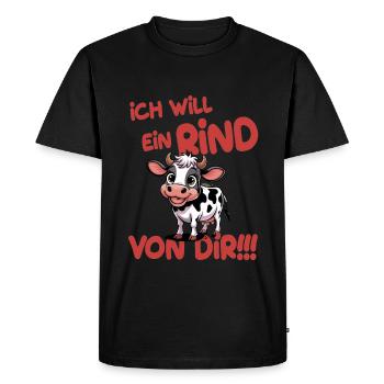Je veux une vache de toi Griller Humour - T-shirt Premium bio Homme - noir - Devant - Nico (187cm)
