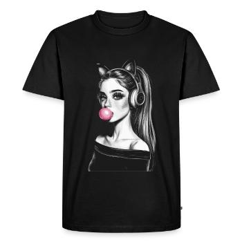 Filles élégantes avec des oreilles de chat et des écouteurs - T-shirt Premium bio Homme - noir - Devant - Nico (187cm)