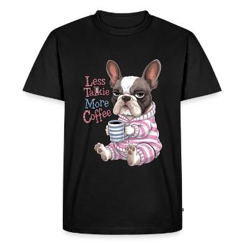Less Talking More Coffee French Bulldog - Men's Premium Organic T-Shirt - black - Front - Nico (187cm)