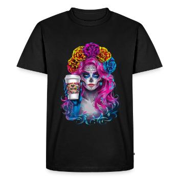 Dia de los Muertos Café avec Belle Femme de - T-shirt Premium bio Homme - noir - Devant - Nico (187cm)