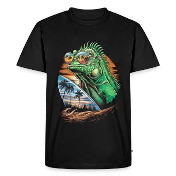 Cool lizard summer with wave and palm trees - Men's Premium Organic T-Shirt - black - Front - Nico (187cm)