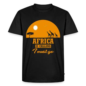 L'AFRIQUE EST APPELANT Je dois aller en Afrique Savannah Girafe - T-shirt Premium bio Homme - noir - Devant - Nico (187cm)