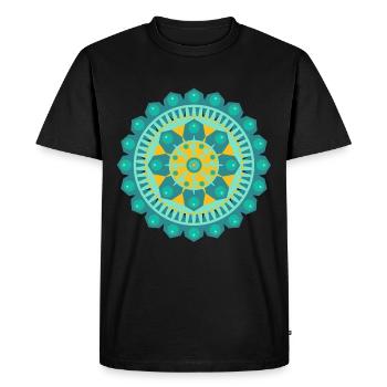 mandala océan bleu jaune - T-shirt Premium bio Homme - noir - Devant - Nico (187cm)